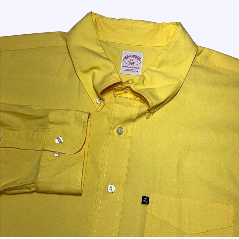 Brooks Brothers 346 Button Down Shirt Mens XXL Yellow Cotton Long Sleeve Classic